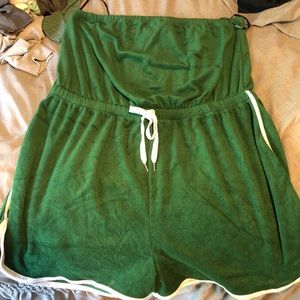forever 21+ green towel romper 3x new with tags